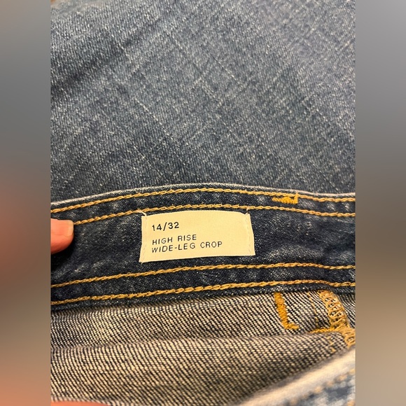 GAP High Rise Wide Leg Crop Blue Denim Jeans - Picture 7 of 10